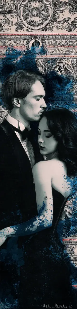 Free printable inky blue couple dark romance bookmark