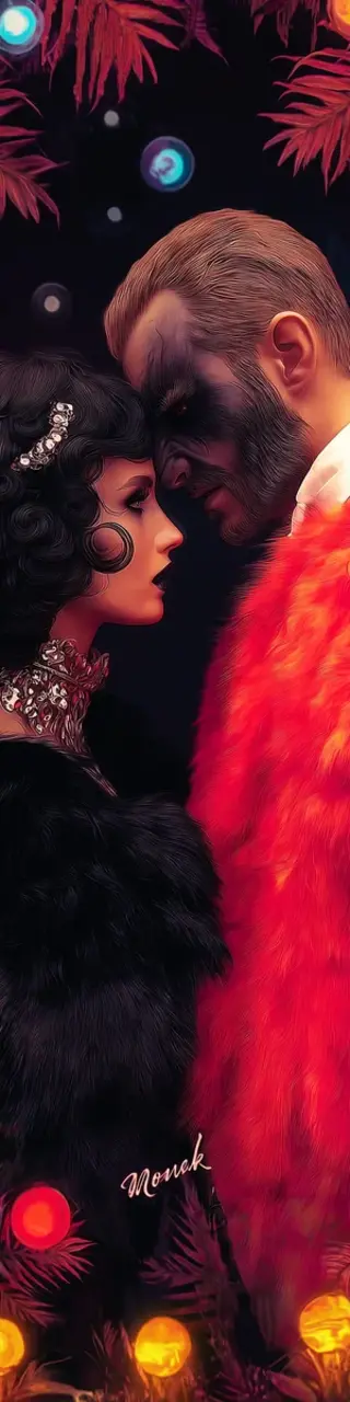 Free printable intense werewolf couple bookmark