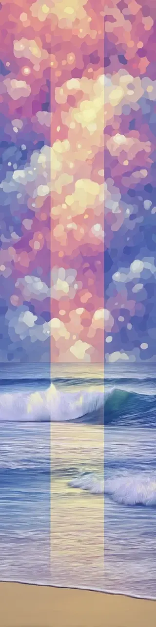 Free printable iridescent line sunset beach bookmark