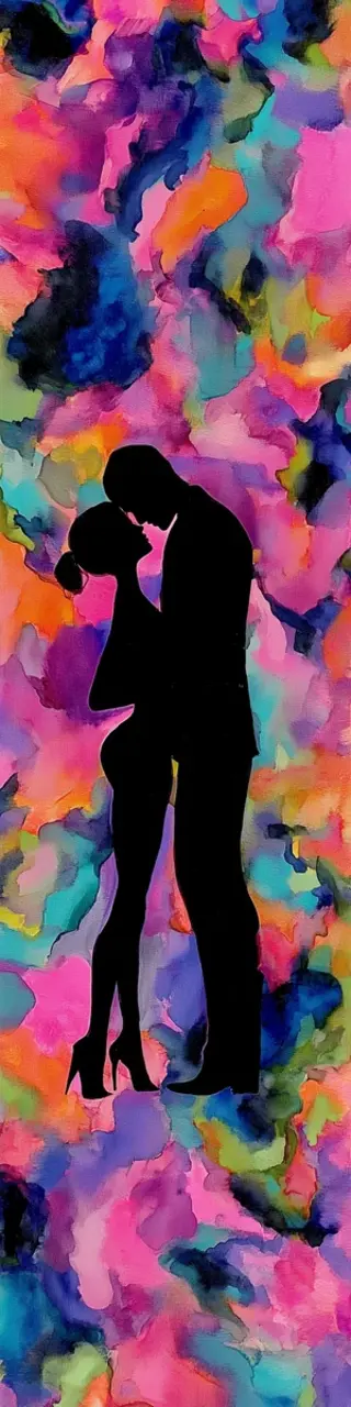 Free printable kiss silhouette colorful bookmark