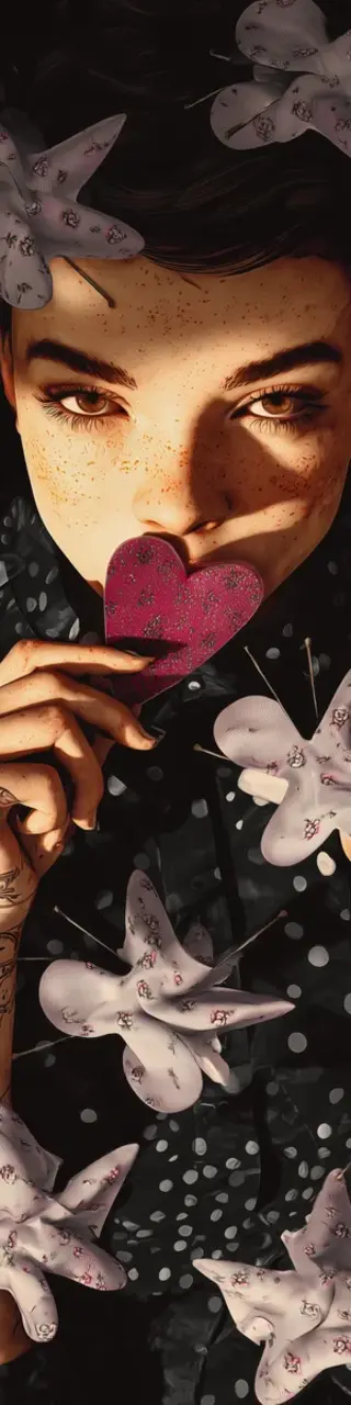 Free printable kissing a heart valentines bookmark