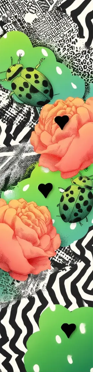 Free printable ladybugs floral zigzag hearts bookmark