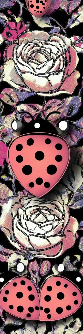 Free printable large ladybugs floral bookmark