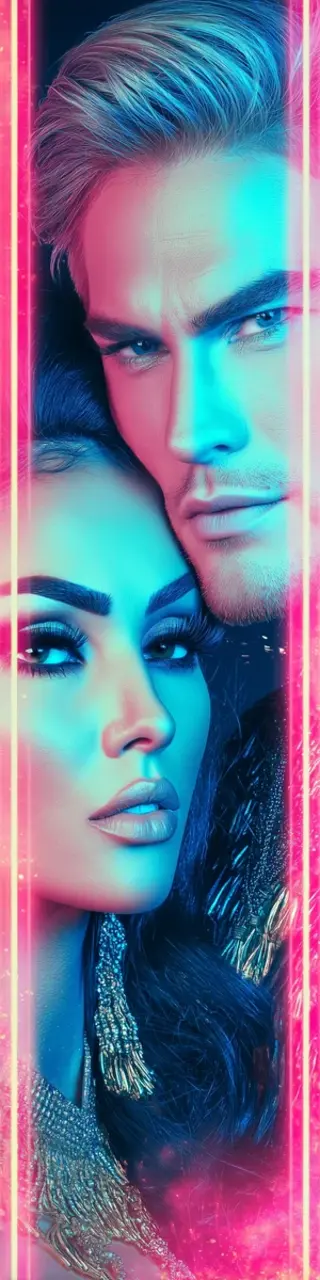 Free printable light neon couple thriller bookmark