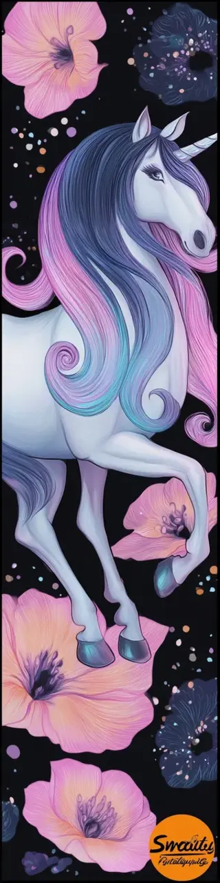 Free printable unicorn on dark background bookmark