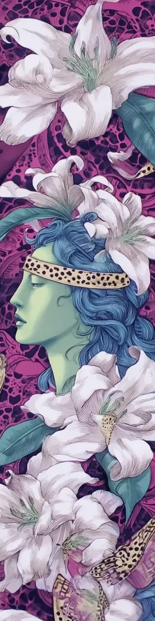 Free printable lilies floral lady artistic bookmark