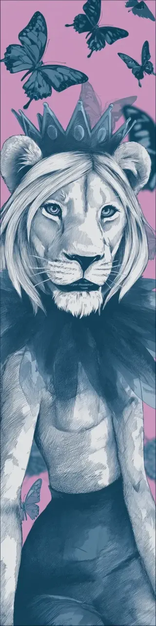 Free printable lion head butterflies bookmark