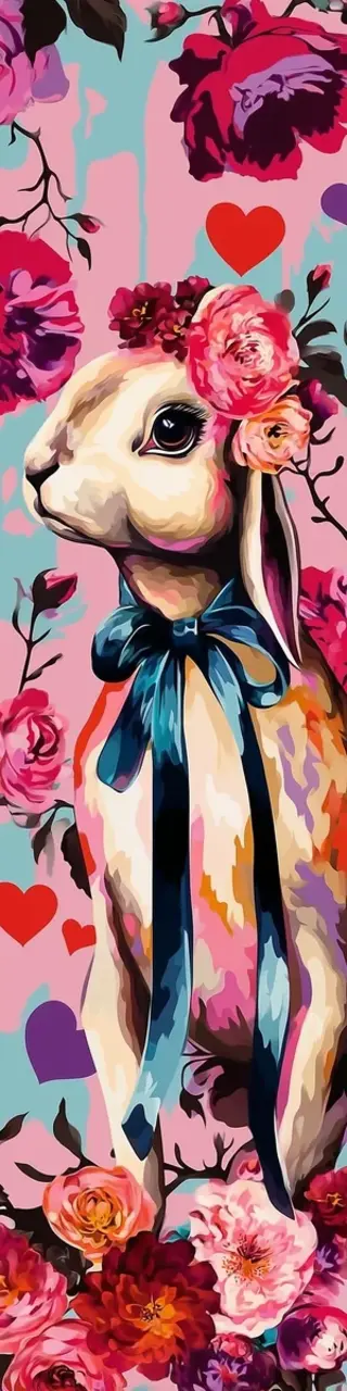 Free printable lonely bunny pink floral bookmark