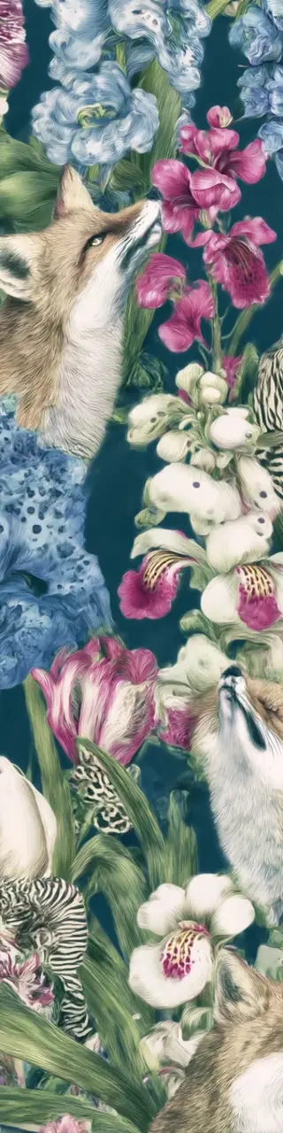 Free printable looking up flowers foxes bookmark