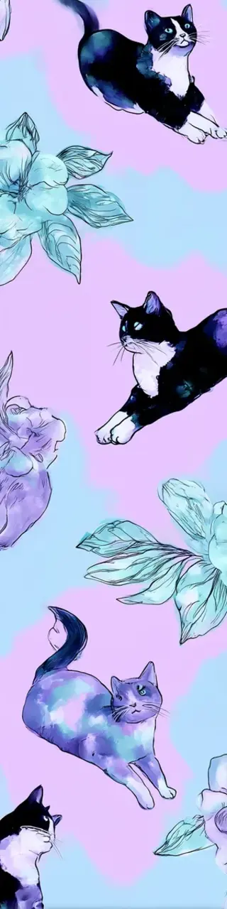 Free printable lying down light purple cats bookmark