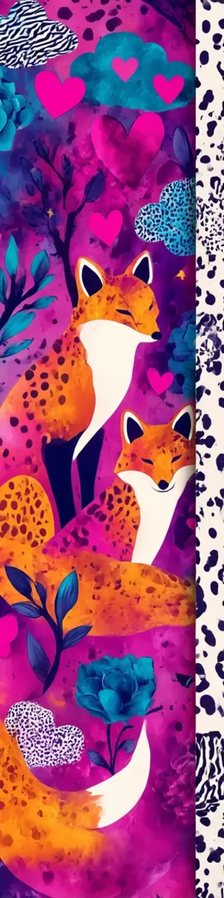 Free printable magenta foxes bookmark