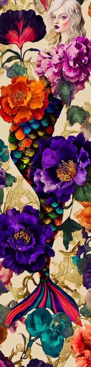 Free printable maximalist mermaid bookmark