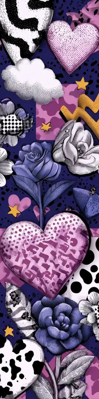 Free printable Memphis purple floral bookmark