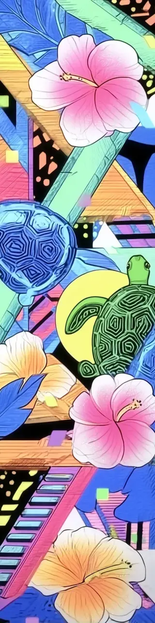 Free printable Memphis-style turtles bookmark