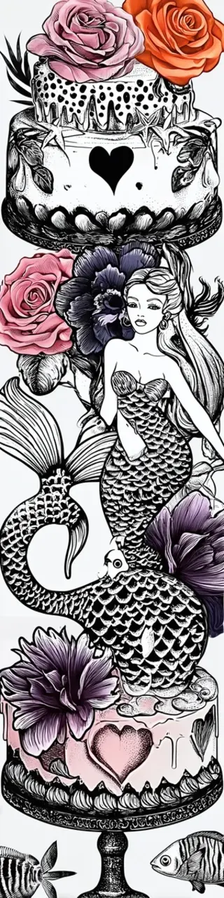 Free printable mermaid cakes birthday coloring bookmark