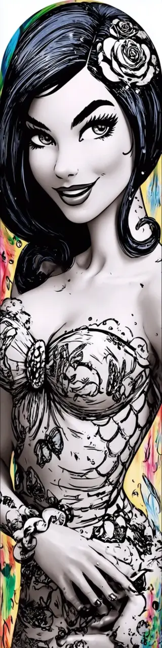 Free printable mermaid posing coloring bookmark