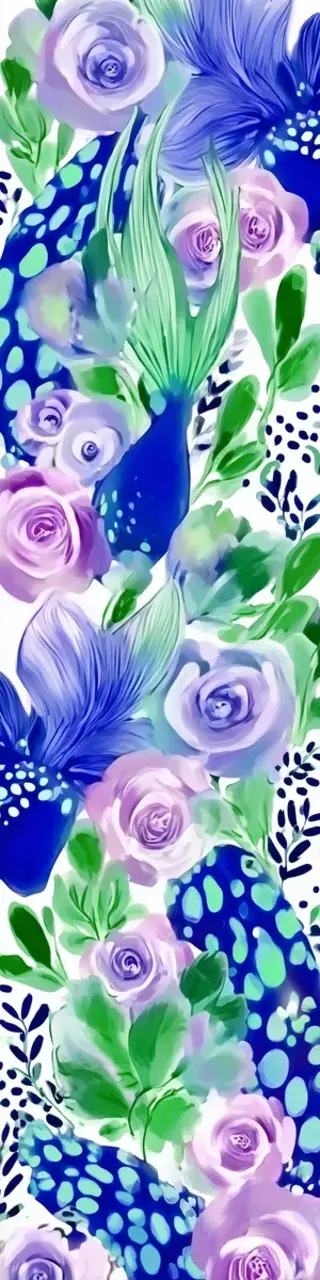 Free printable mermaid tail purple flowers bookmark