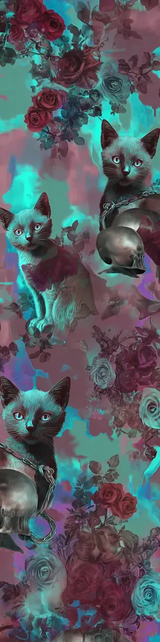 Free printable metallic blue cats flowers bookmark