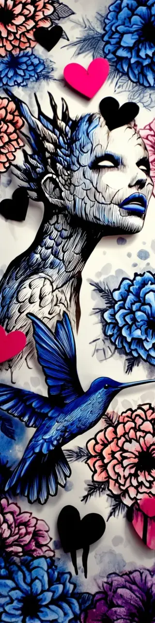 Free printable monster hummingbird hearts bookmark