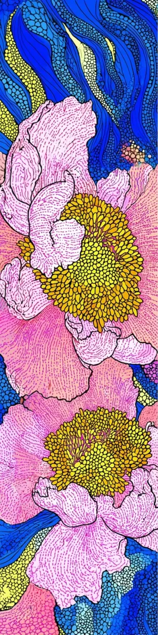 Free printable mosaic floral peonies bookmark