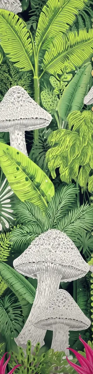 Free printable mushroom tropical jungle plants bookmark