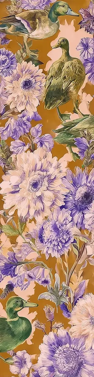 Free printable mustard floral ducks bookmark