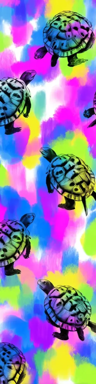 Free printable neon abstract behind turtles bookmark