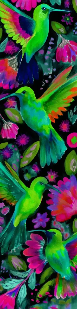 Free printable neon green hummingbirds bookmark