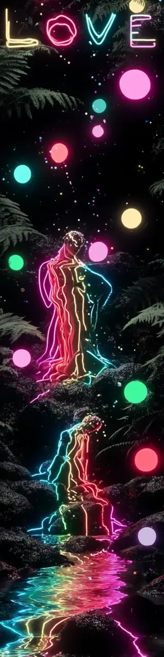 Free printable neon rainbow love orbs bookmark