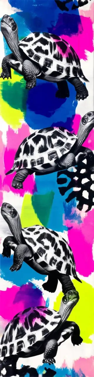 Free printable neon strokes black and white turtles bookmark
