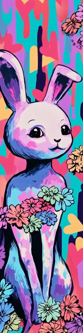 Free printable nervous colorful rabbit bookmark