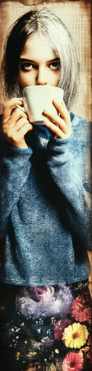 Free printable nervously drinking coffee bookmark