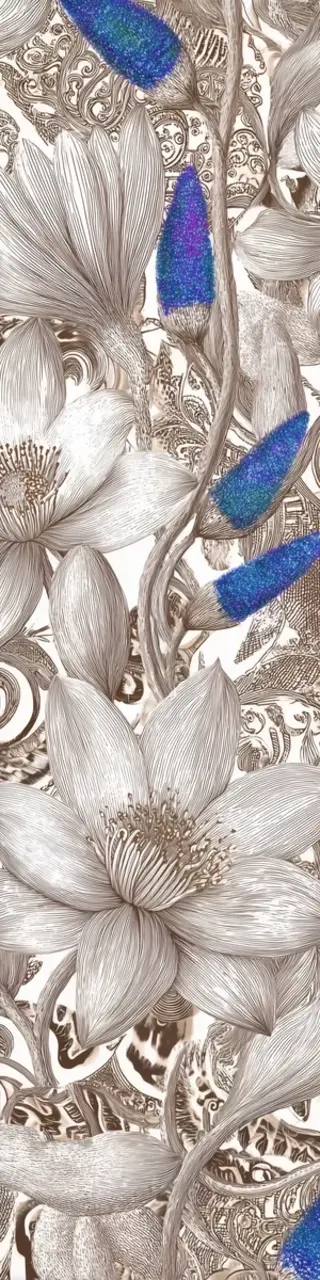 Free printable off white with blue accents floral bookmark