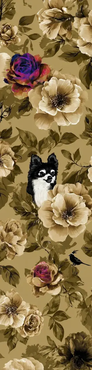 Free printable one dog olive green floral bookmark