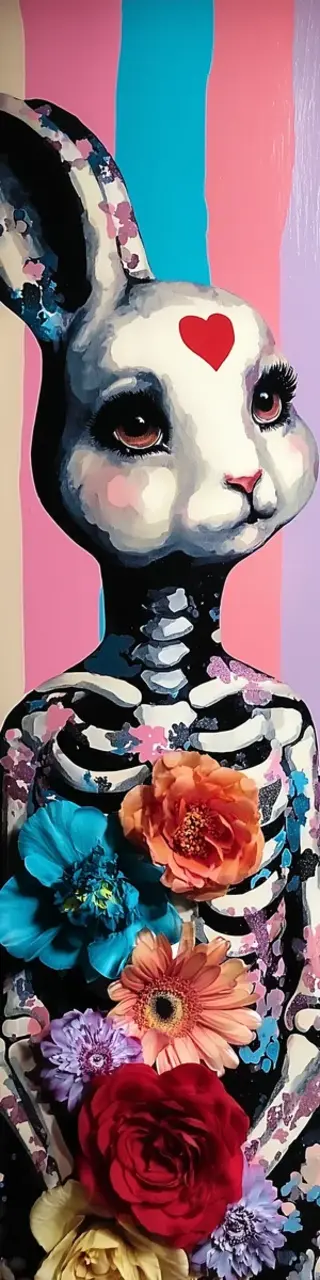 Free printable one ear skeleton bunny bookmark