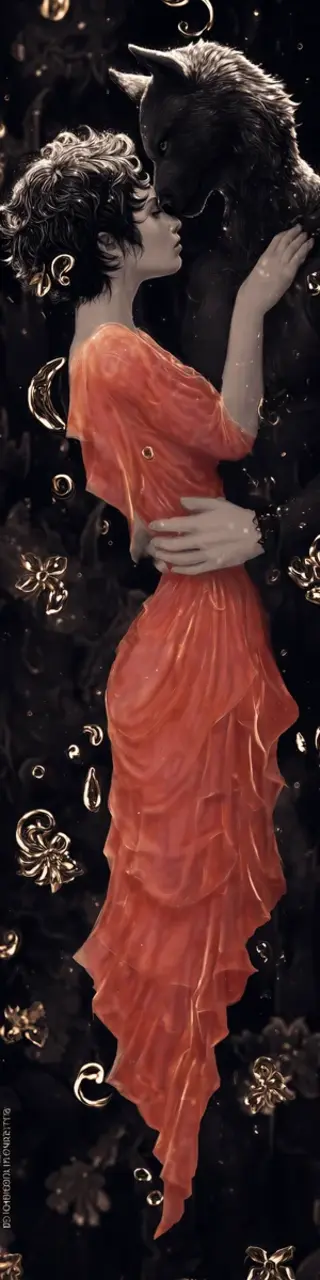 Free printable orange dress with werewolf bookmark