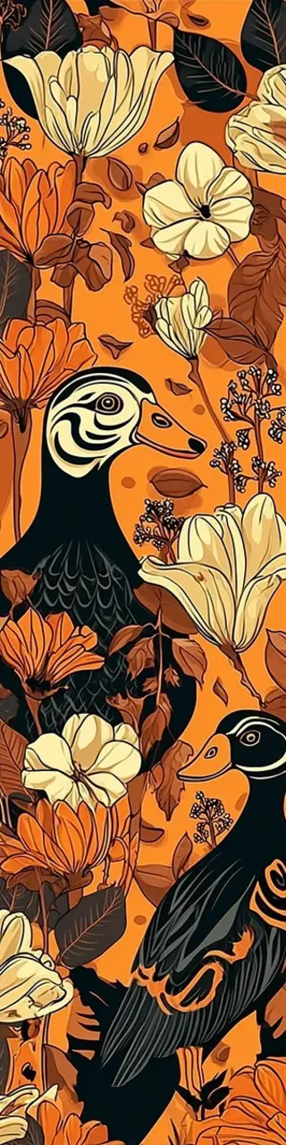 Free printable orange ducks with flowers bookmark