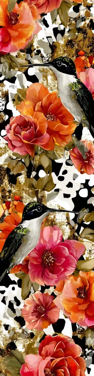 Free printable orange floral hummingbirds bookmark