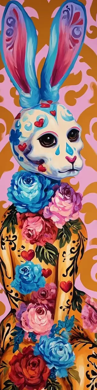 Free printable orange gown rabbit bookmark