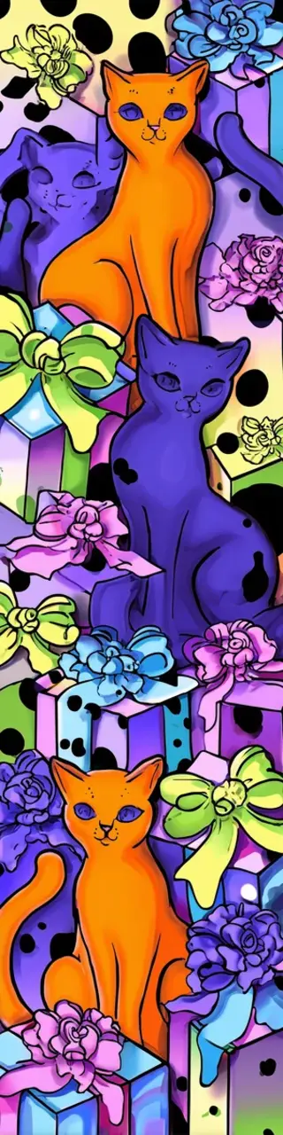 Free printable orange and purple cats bookmark