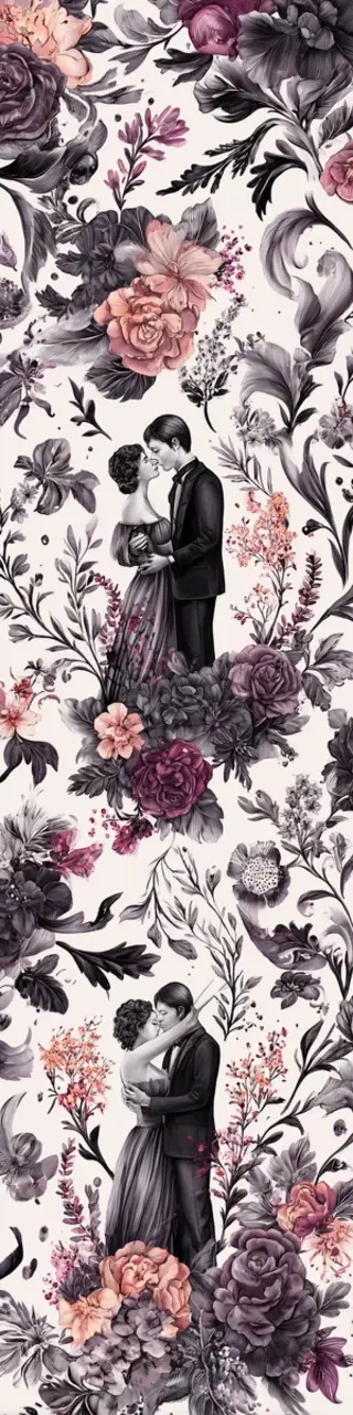 Free printable ornate floral bookmark couple