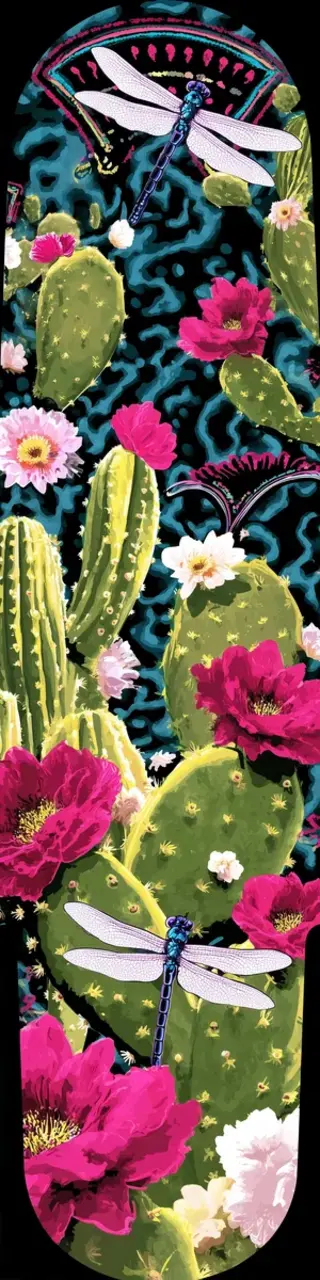 Free printable oval dragonfly cactus bookmark