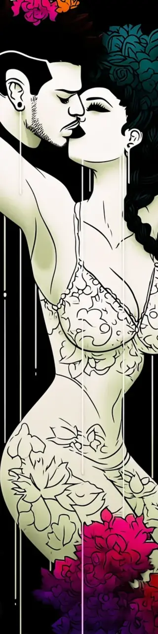 Free printable over shoulder kiss romance bookmark