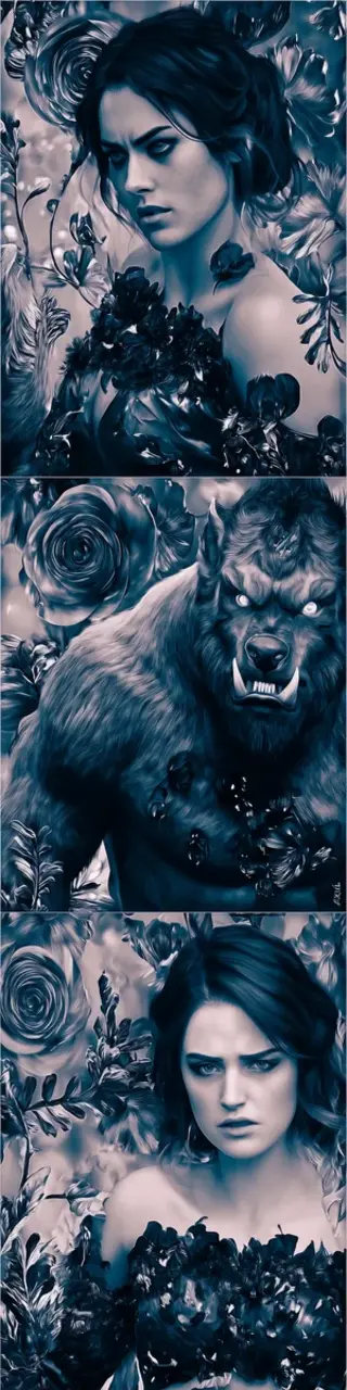 Free printable photo strip gray werewolf bookmark