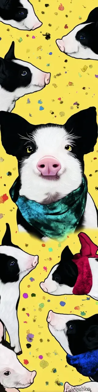 Free printable pigs on yellow background bookmark