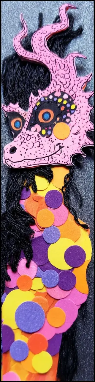 Free printable pink face dragon bookmark