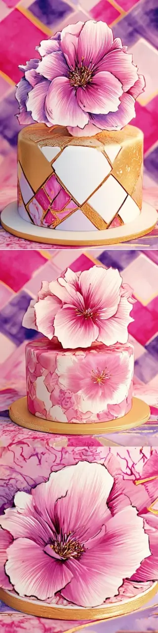 Free printable pink floral cakes bookmark