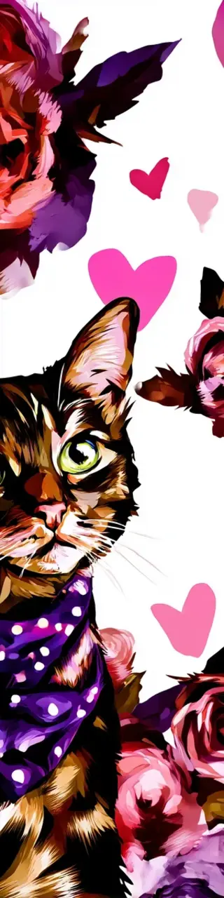 Free printable pink hearts and cats bookmark