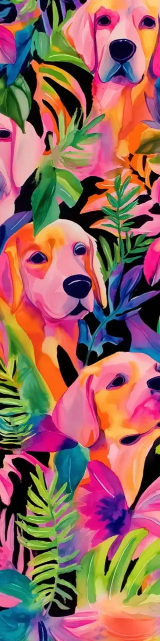 Free printable pink jungle golden retriever bookmark