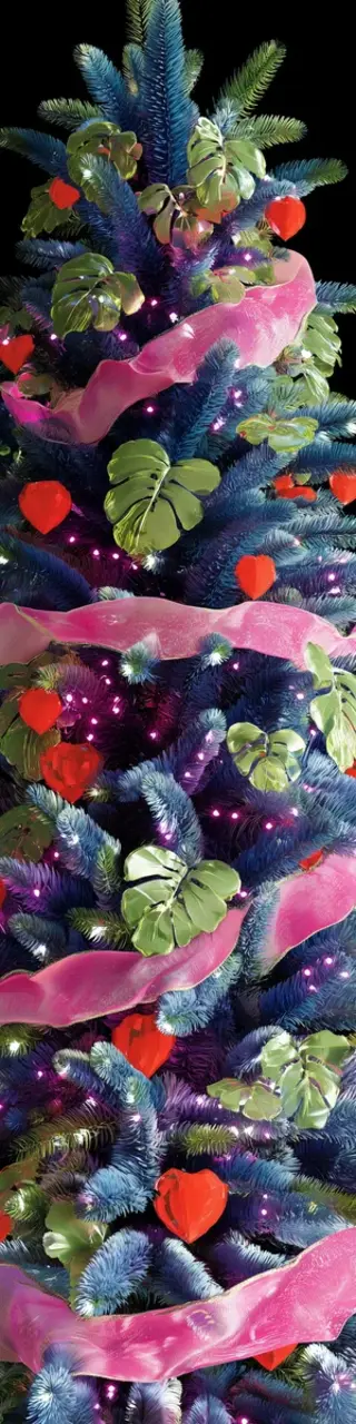 Free printable pink ribbon Christmas tree bookmark